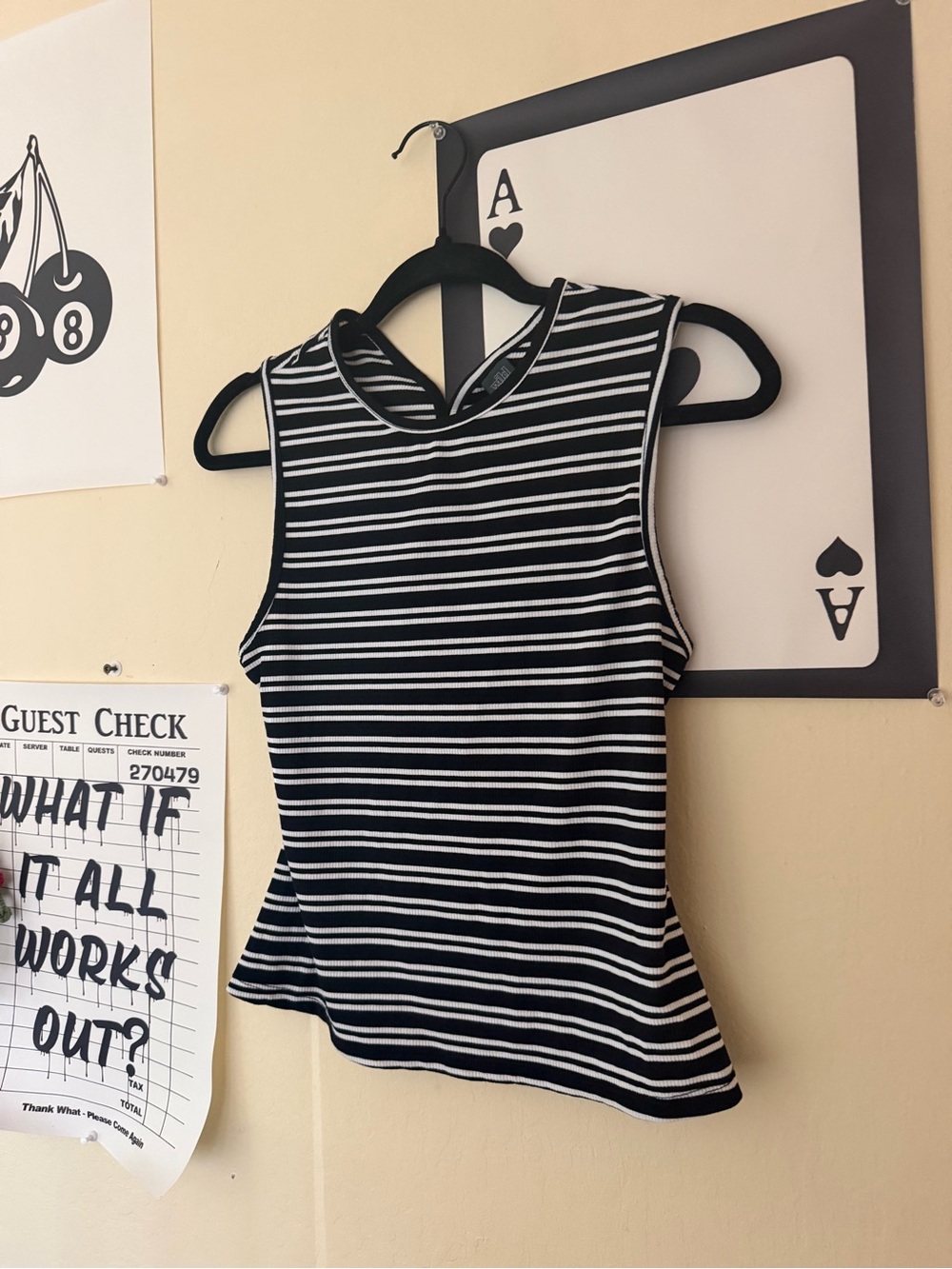 wild fable Black & White Striped Ribbed Tank